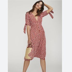 Faithfull the Brand Nina Red Floral Midi Dress
